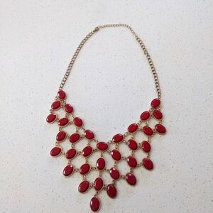 Red Stone Bib Necklace